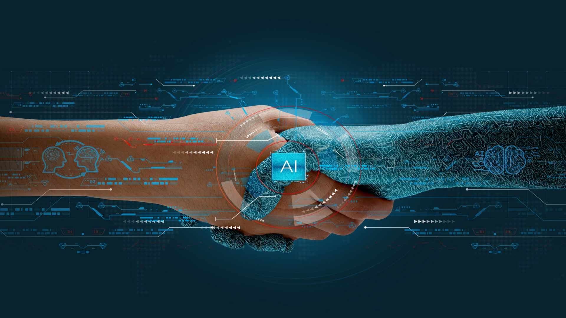A visualization of artificial intelligence networks connecting with human users in a modern digital environment.