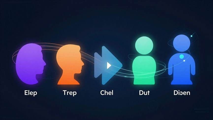 Sales pipeline visualization with abstract shapes and glowing lines.