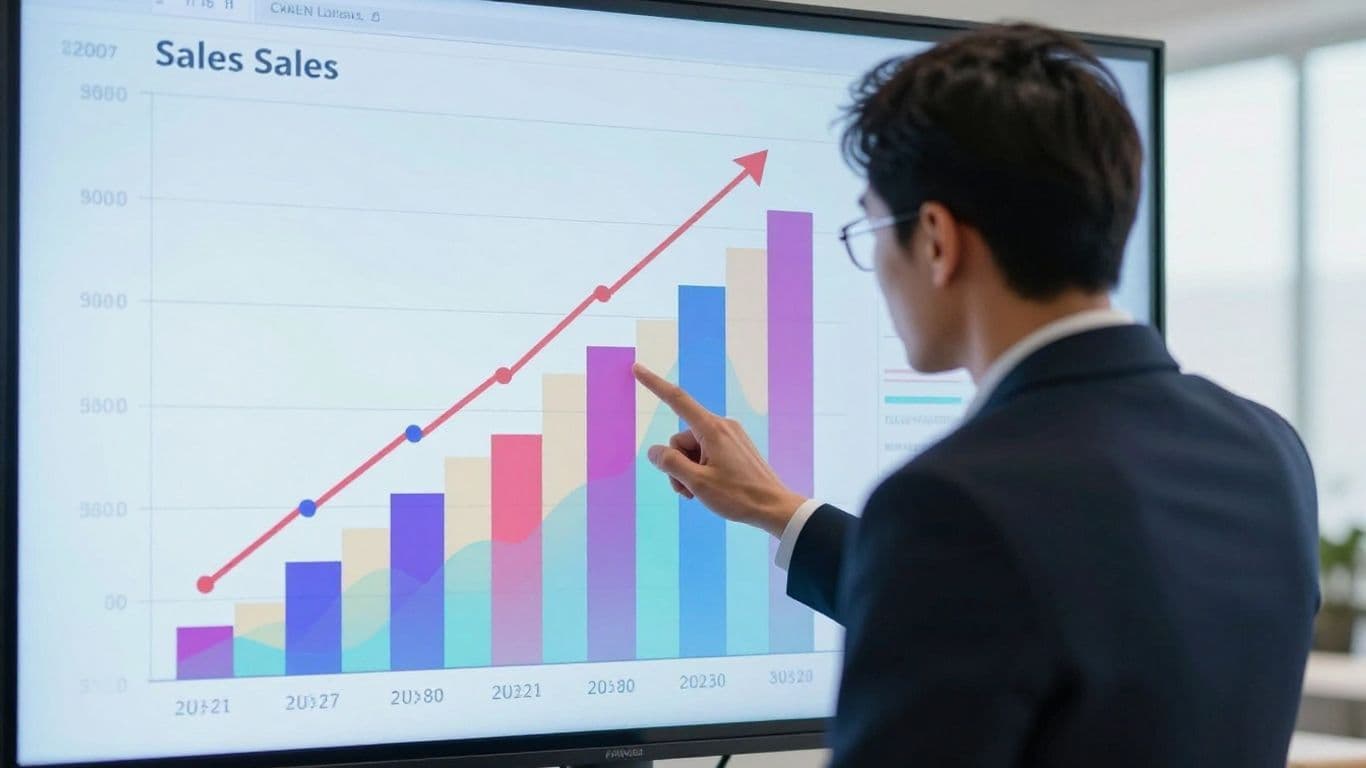 Professional analyzing sales data for business growth.